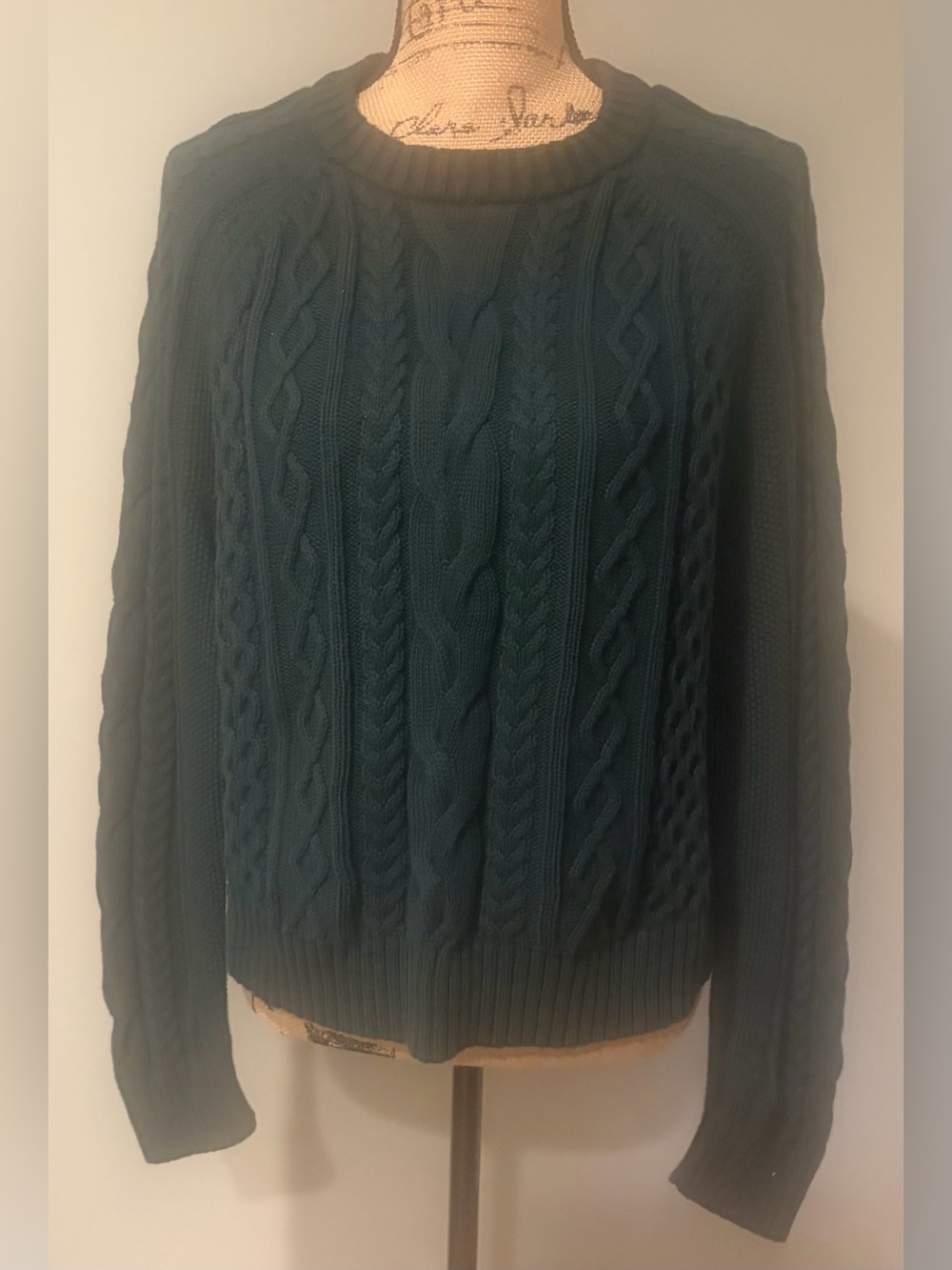 Gap Chunky Cable Knit Pullover Sweater - Dark Green, Size M